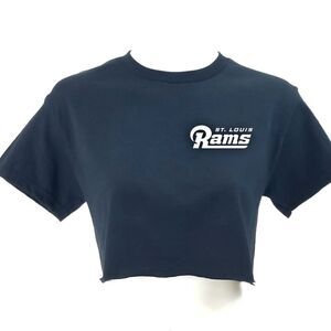 ST. LOUIS RAMS Double Script Retro Logo Cropped Crop Top Football Jersey Tee 90s